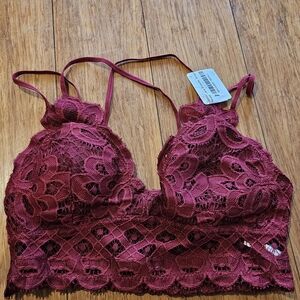 Anemone Lace Bralette in Deep Red